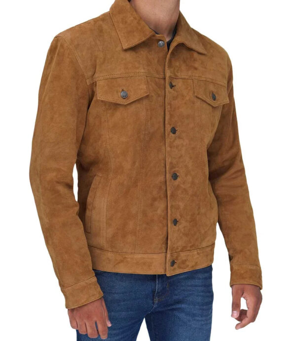Logan Tan Suede Trucker Jacket - Image 7