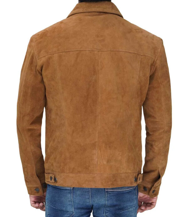 Logan Tan Suede Trucker Jacket - Image 2