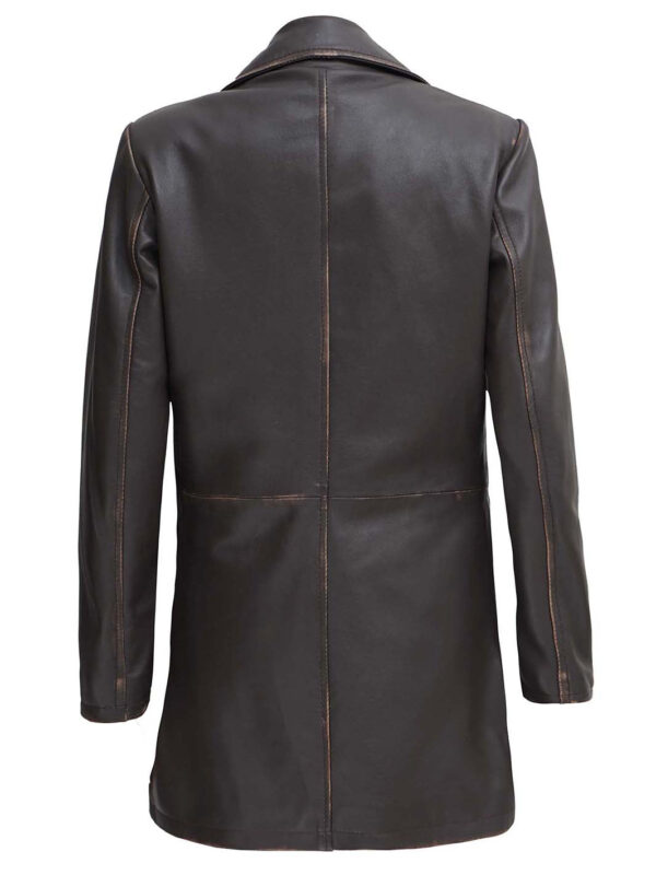Winchester Women's Distressed Dark Brown Leather Coat - Image 2