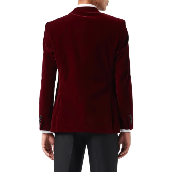 Men’s Two Piece Burgundy Velvet Tuxedo Jacket​ – Prom Wedding Burgundy Suit - Image 4