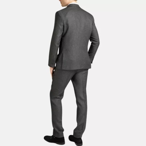 Grey 3 Piece Thomas Shelby Herringbone Suit - Image 4