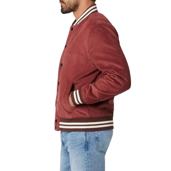 Mens Varsity Red Bomber Jacket - Image 2
