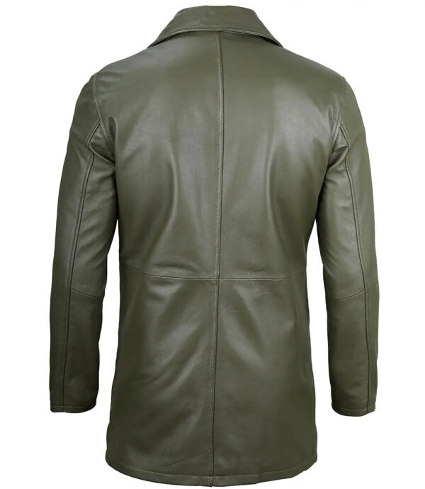 Santiago Military Green Real Leather Car Coat - Image 2