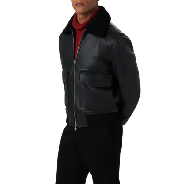 Peter Black Leather Bomber Jacket - Image 4