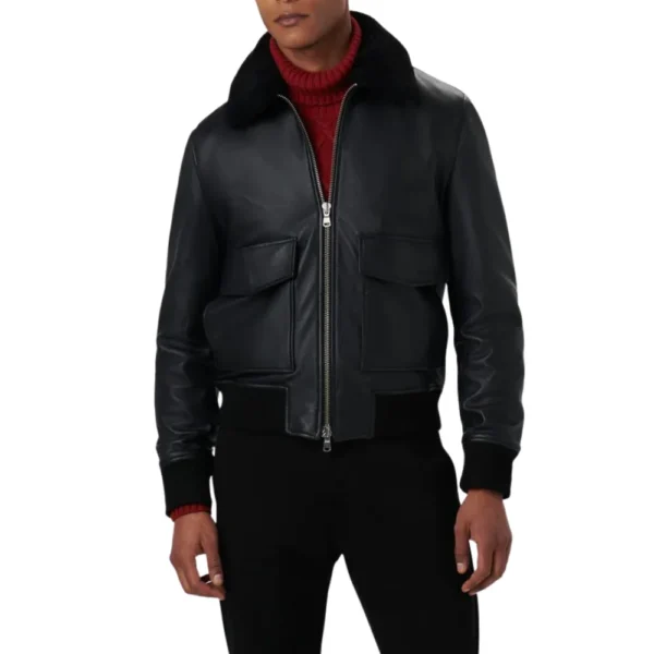 Peter Black Leather Bomber Jacket - Image 2