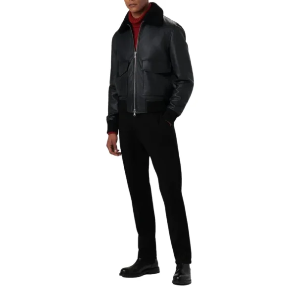 Peter Black Leather Bomber Jacket - Image 3