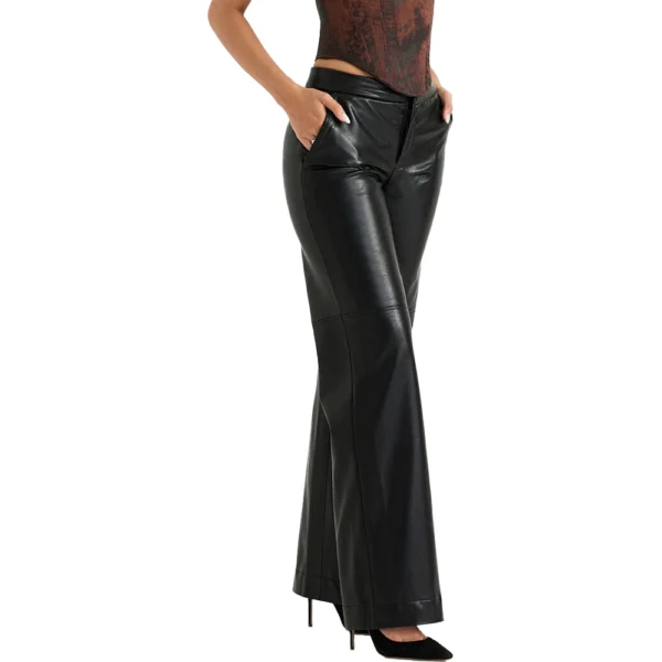 Premium Black Leather Trousers For Women - Image 7