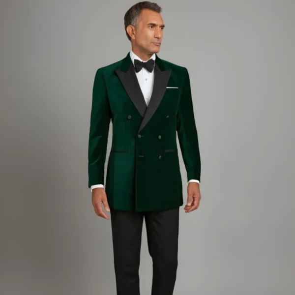 Raleigh Mens Double Breasted Green Velvet Tuxedo Jacket