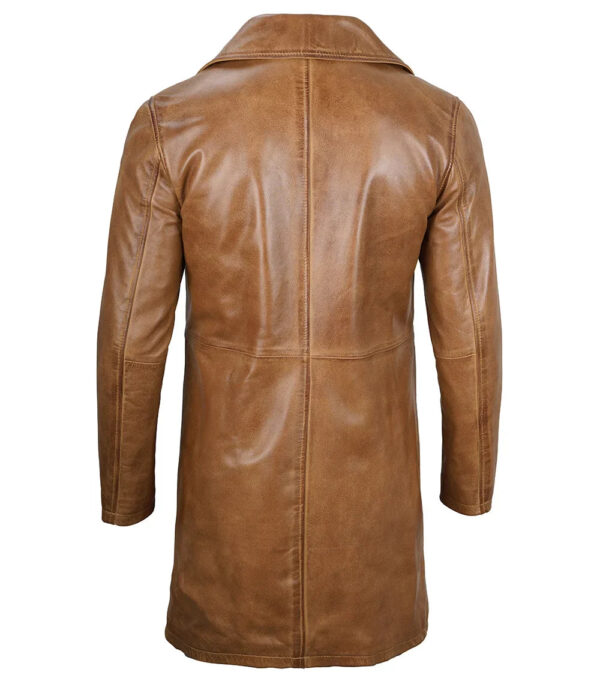 Bryson Camel Brown Leather Car Coat - Image 2