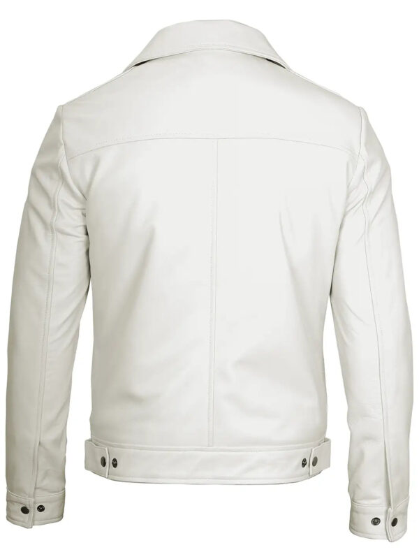 Reeves Mens Off White Harrington Vintage Leather Jacket - Image 2
