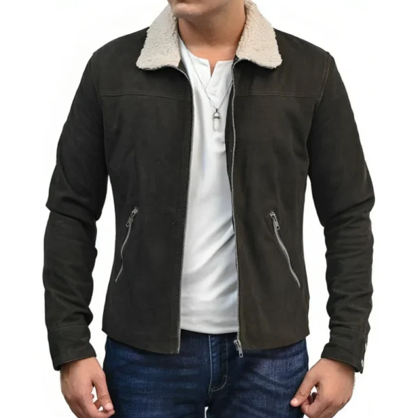 Rick Grimes Fur Brown Suede Jacket
