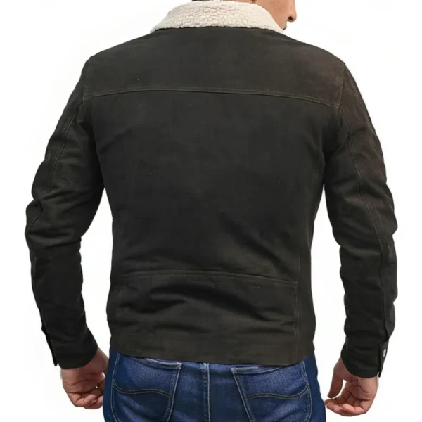 Rick Grimes Fur Brown Suede Jacket - Image 4