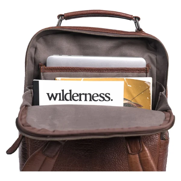 Stylish Brown Genuine Leather Backpack - Image 7
