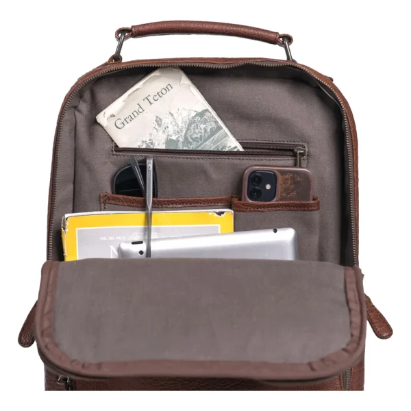 Stylish Brown Genuine Leather Backpack - Image 8