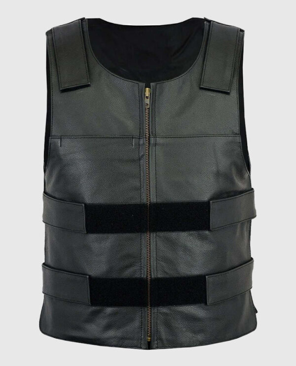 Men's Motorcycle  Black Leather Vest