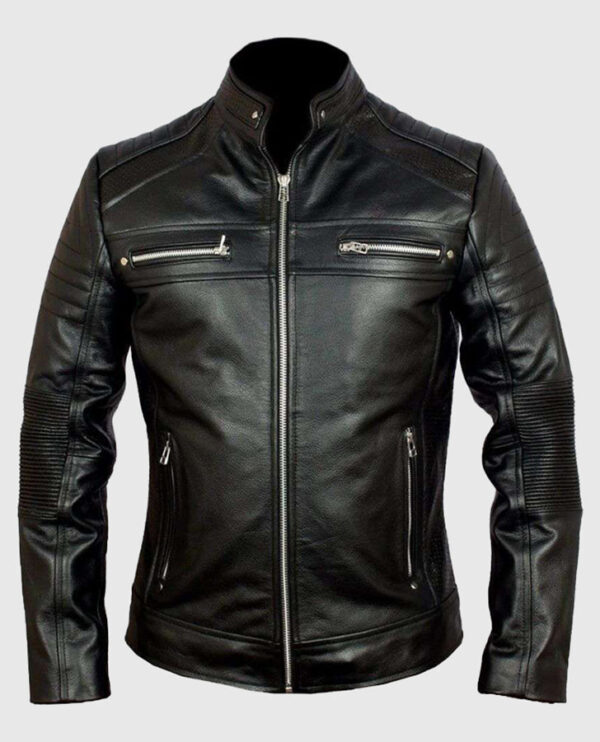 Men's Cafe Racer Vintage Retro Black Leather Jacket