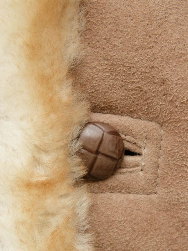 Mens Sand Brown Sheepskin Leather Fur Coat - Image 4