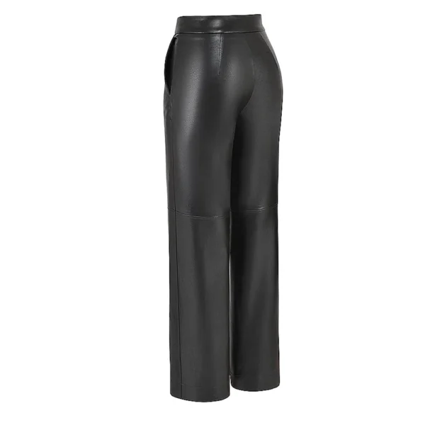 Premium Black Leather Trousers For Women - Image 2