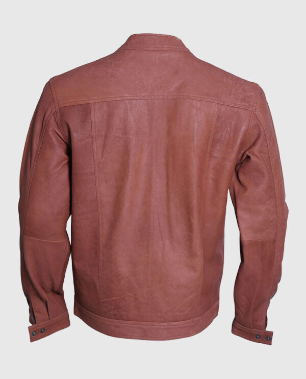 Men's Cafe Racer Light Brown Suede Leather Jacket - Image 2