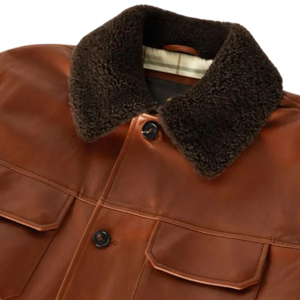 Steven Brown Shearling Collar Leather Jacket - Image 5