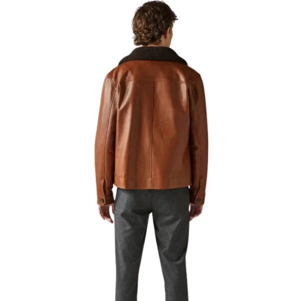 Steven Brown Shearling Collar Leather Jacket - Image 3