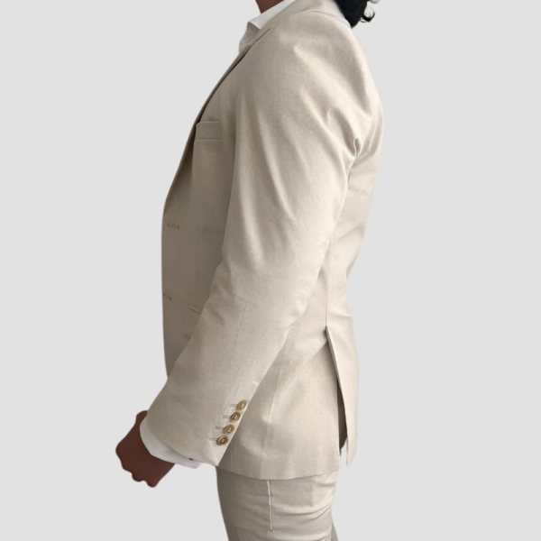 Three Piece Linen Cream Suit Mens - Image 4