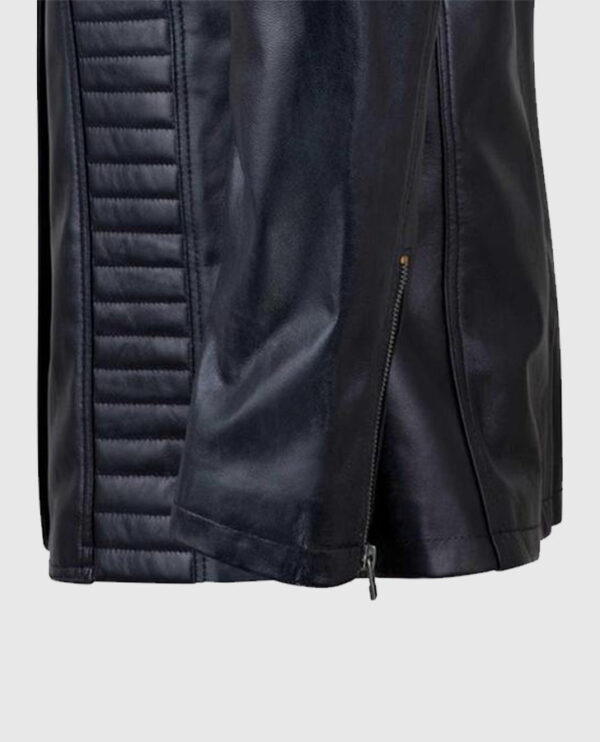 Women's Black Collarless Long Jacket - Image 4