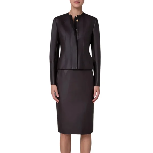 Titan Women Black Leather Slim Fit Jacket - Image 2
