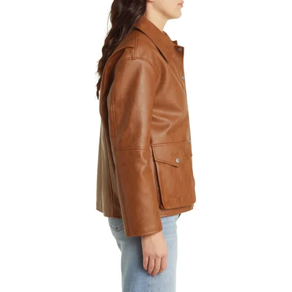Muse Classic Brown Leather Bomber Jacket Women’s - Image 4