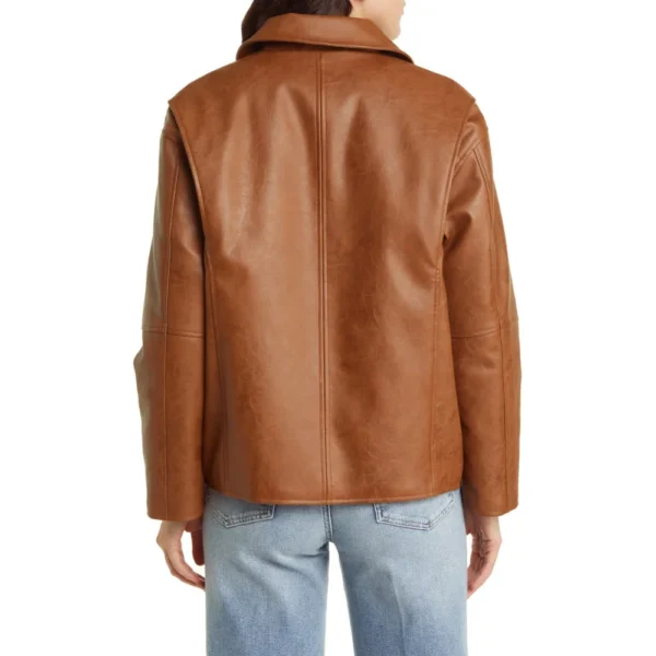 Muse Classic Brown Leather Bomber Jacket Women’s - Image 2