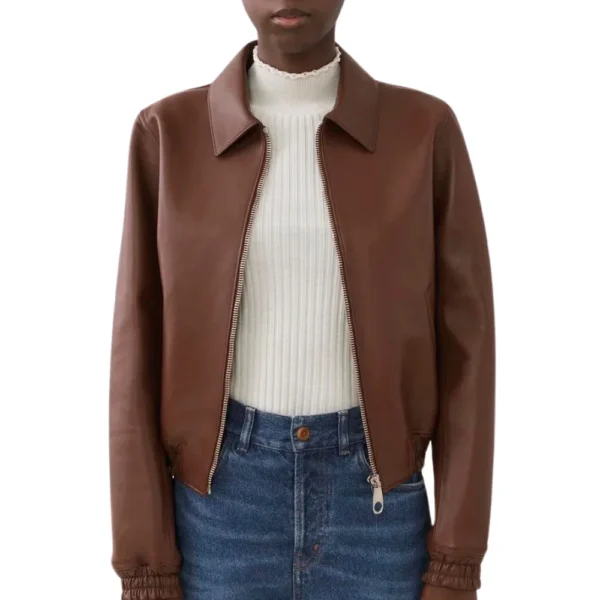 Womens Brown Short Blouson Jacket - Image 2