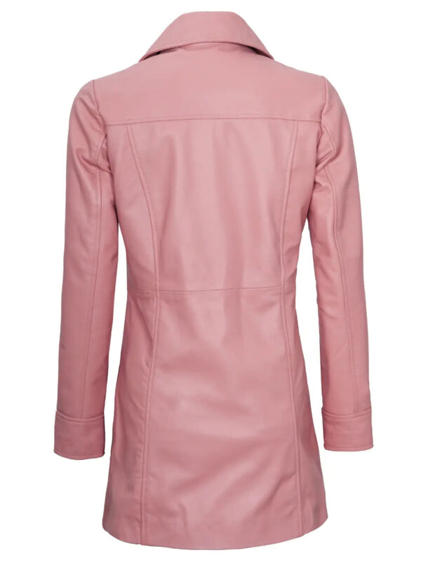 Kandis Women Pink Real Leather Car Coat - Image 2