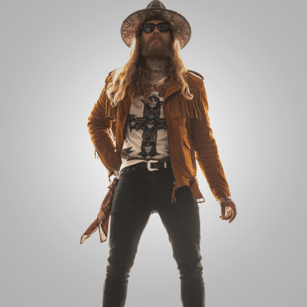 Brown Men Cowboy Style Fringes Suede Leather Western Jacket - Image 4