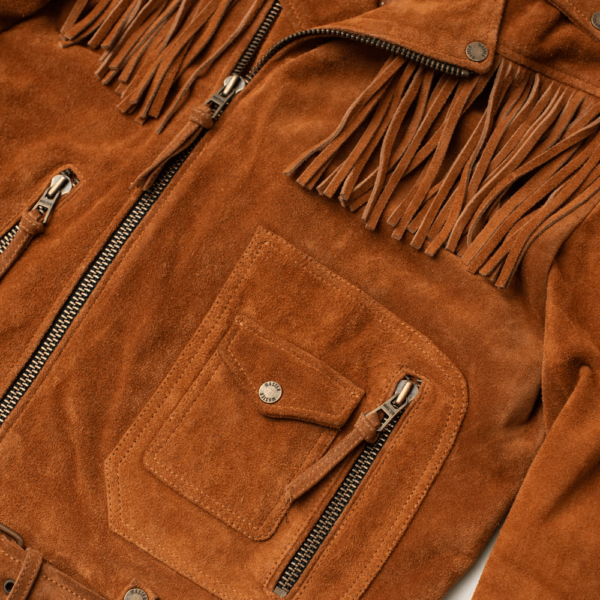 Brown Men Cowboy Style Fringes Suede Leather Western Jacket - Image 5
