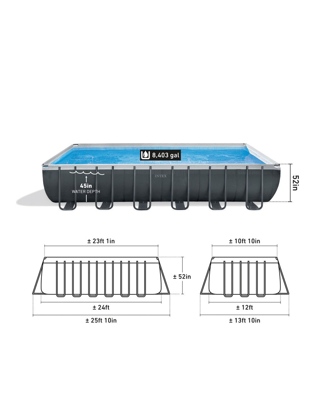 Intex Ultra Frame Rectangular Above Ground Swimming Pool Set - Image 5