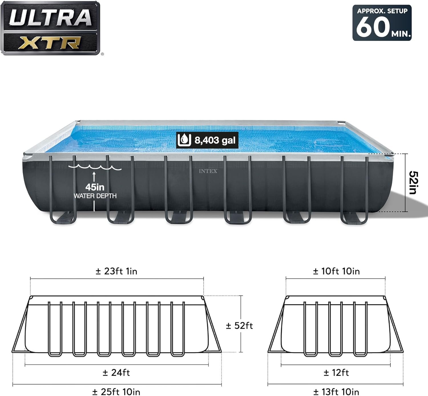 Intex Ultra XTR 24 ft. x 12 ft. Rectangular 52 in. Hard Side - Image 6