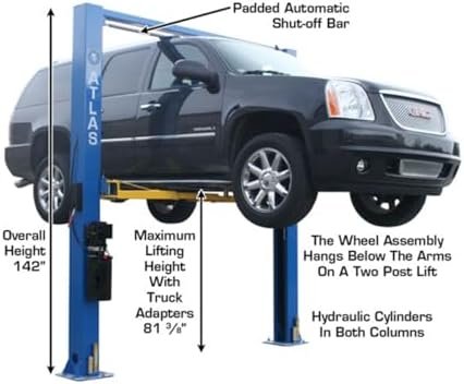 ATLAS Automotive Equipment 9OHSC-SS 2-Post Vehicle Overhead Lift, 11’9” Minimum Ceiling Height, 9,000lb Capacity, Clear Floor, 11’10” Height, 3-Stage Front and 2-Stage Rear Arms, for DIY/Hobbyists - Image 7