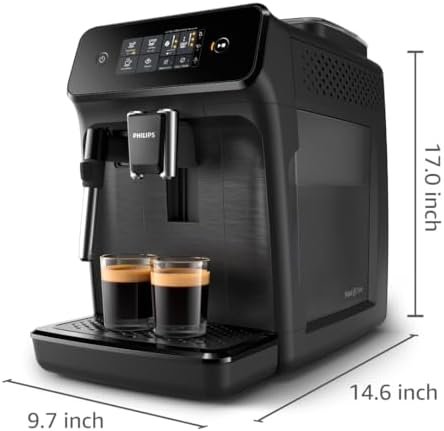 Philips 1200 Series Fully Automatic Espresso Machine, Classic Milk Frother, 2 Coffee Varieties, Intuitive Touch Display, 100% Ceramic Grinder, AquaClean Filter, Aroma Seal, Black (EP1220/04) - Image 2