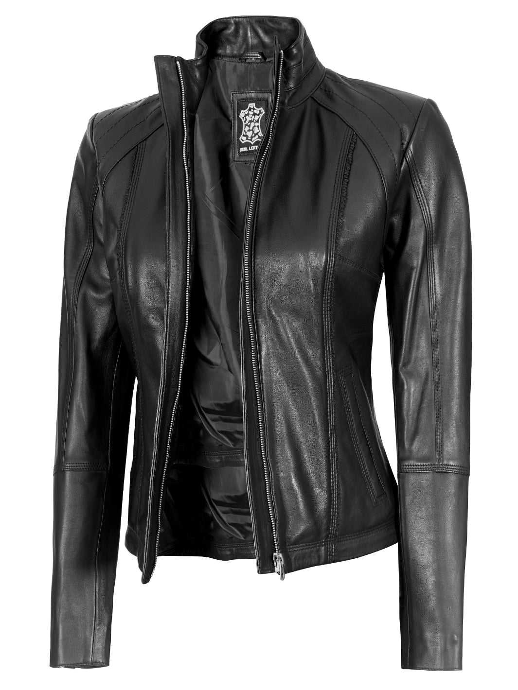 AcerraBlackWomenSlimFitLeatherJacket
