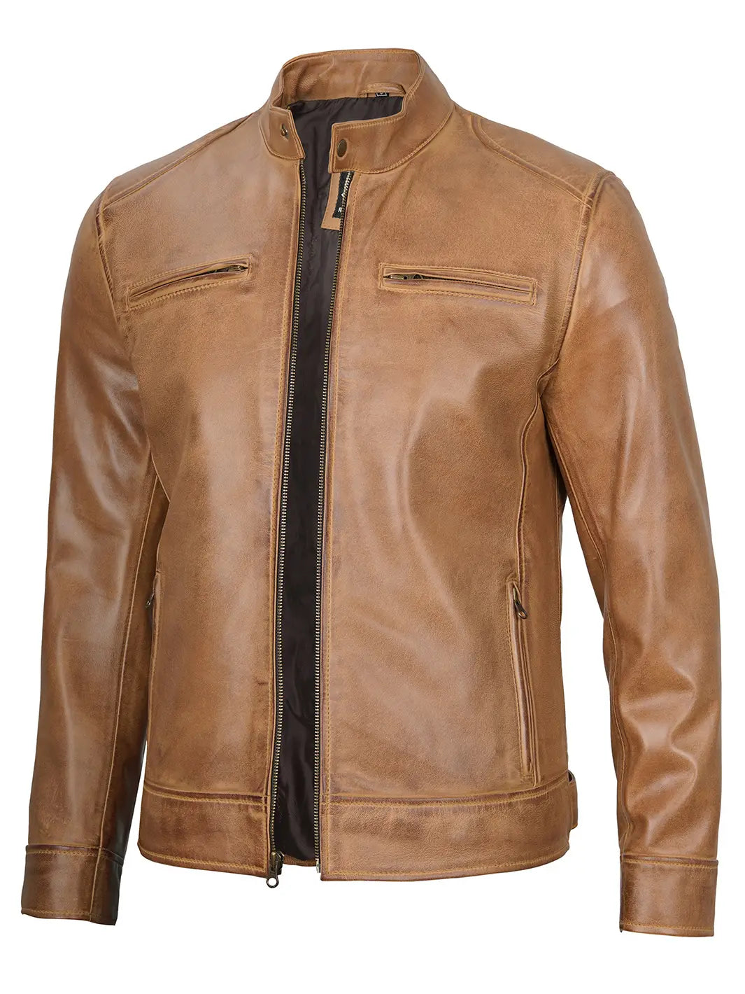 Camelbrownrealleatherjacket