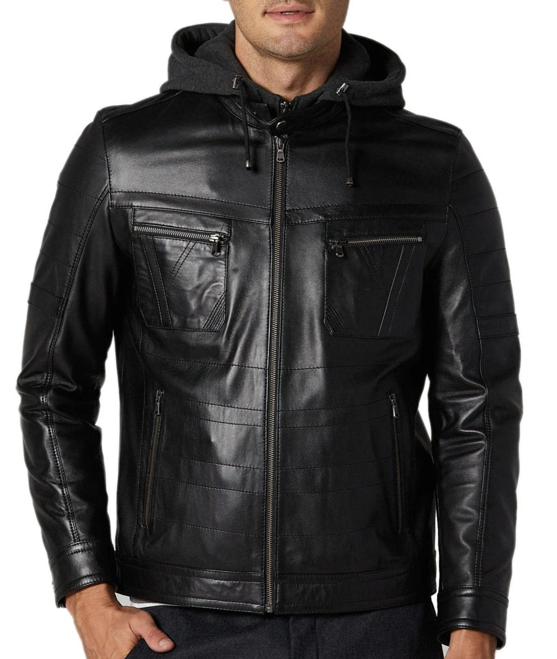 Drift-Black-Detachable-Hooded-Leather-Jacket
