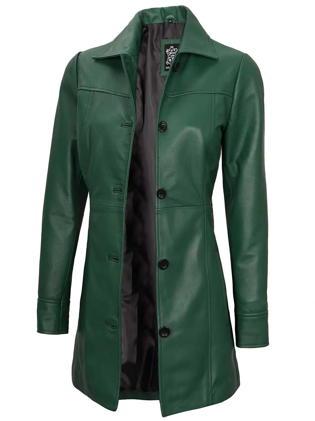 Greenrealleatherjacketcoatforwomen