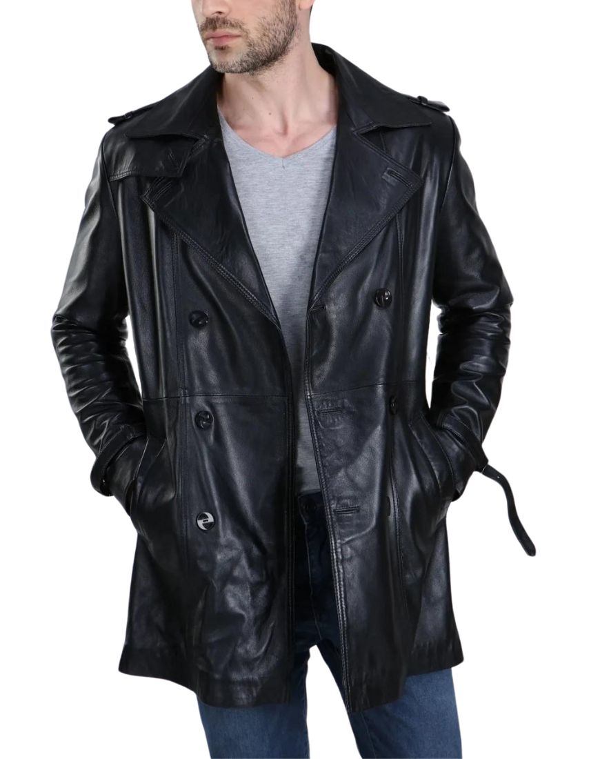 Men_sGladiadorBlackLeatherTrenchCoatfront3