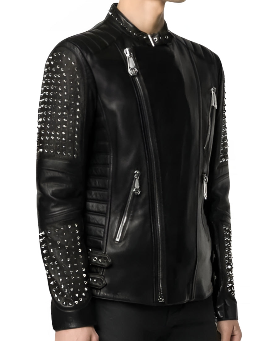 Men_sLeoneBlackStuddedBikerLeatherJacketfront1