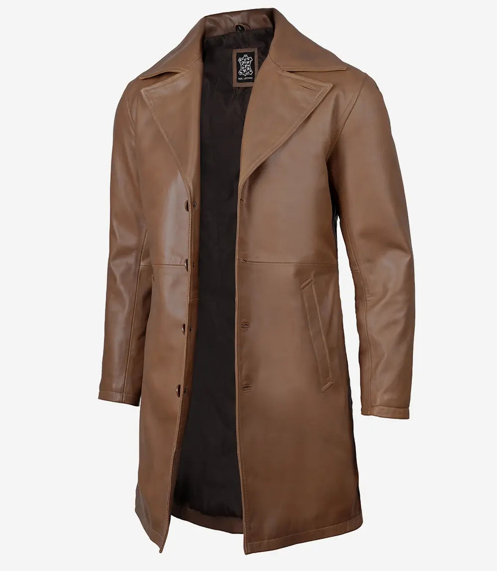 Men_s_3_4_Length_Brown_Leather_Car_Coat