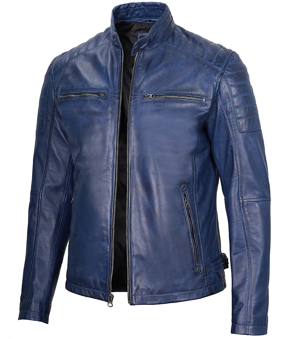 Mens_blue_cafe_racer_leather_jacket