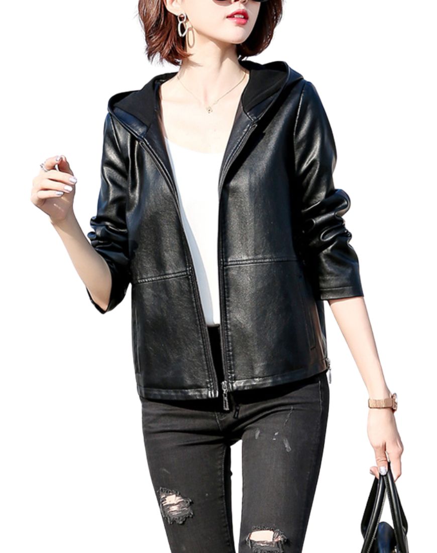Women_sGemmaBlackHoodedLeatherJacketfront2