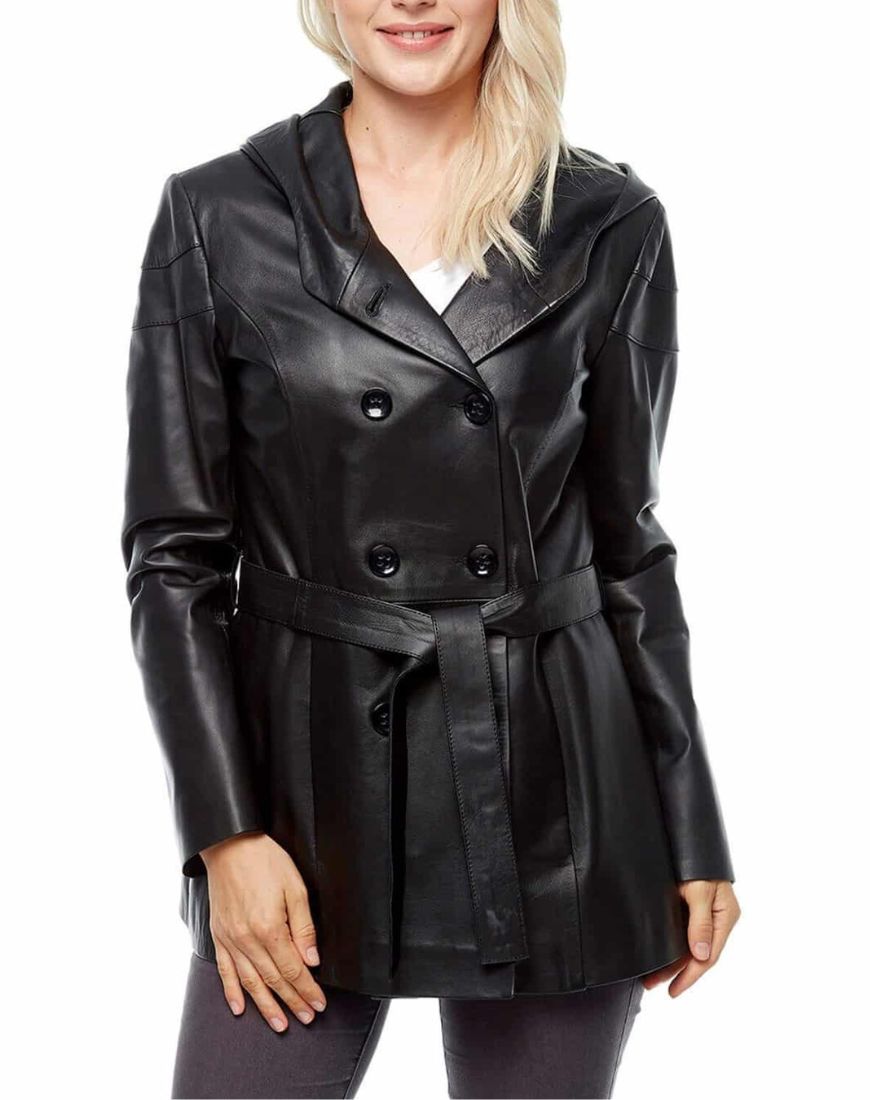 Women_sHaloBlackHoodedLeatherCoatfront