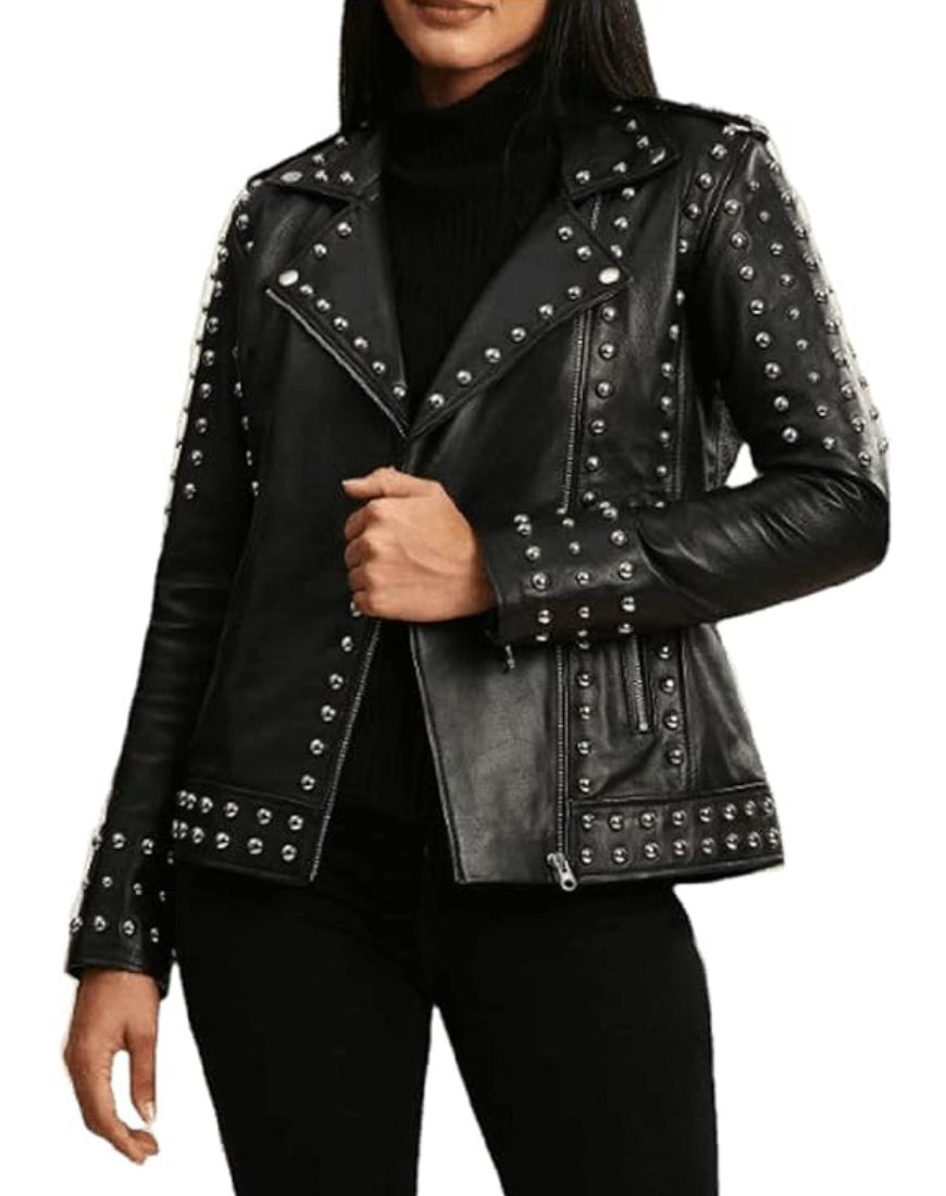 Women_sLudovicaStuddedBlackBikerLeatherJacketFront