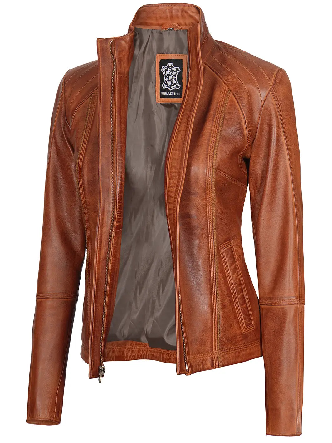 Womencaferacerleatherbikerjacket
